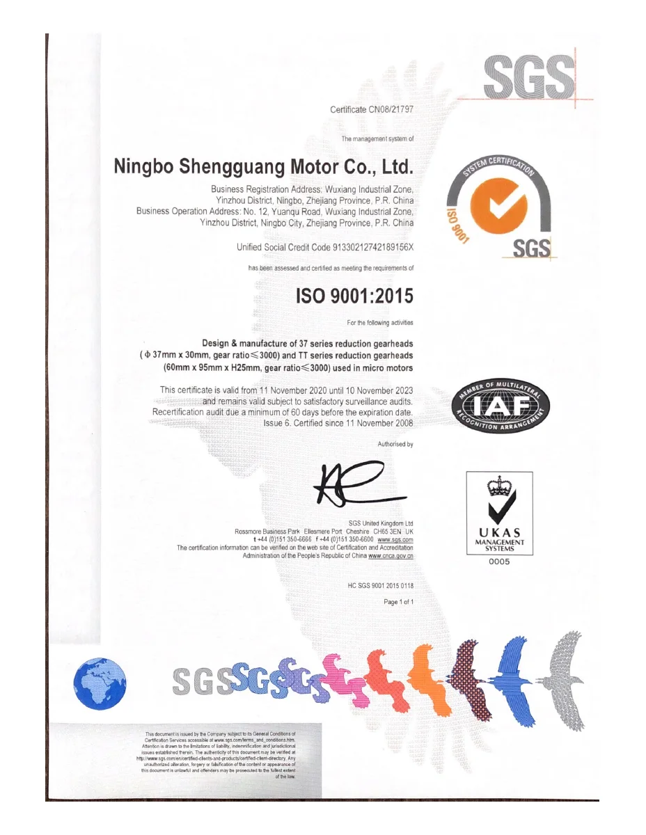 ISO 9001 quality management system certificate